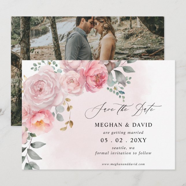 Save The Date Élégant Boho été printemps flush photo florale (Devant / Derrière)