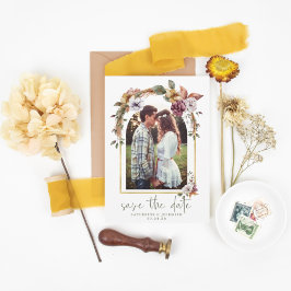 Save The Date Elégant Boho Floral Arch Photo Enregistrer la date