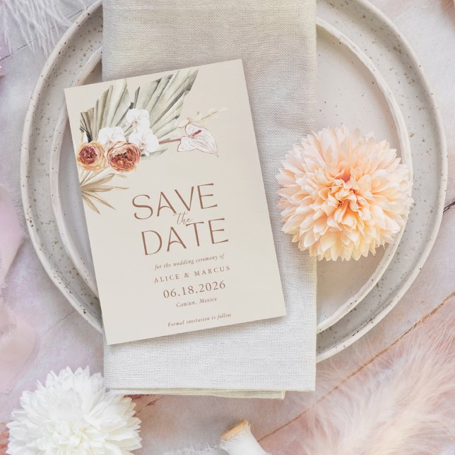 Save The Date Elégant Boho Floral Photo Wedding Enregistrer La D (Créateur téléchargé)