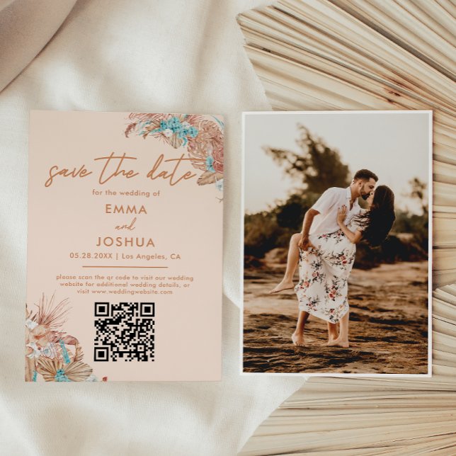 Save The Date Elegant Boho QR Code Mariage (Créateur téléchargé)
