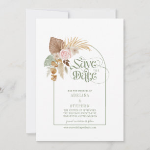 Save The Date Elégant Boho Tropical Dried Flowers Arch QR Code