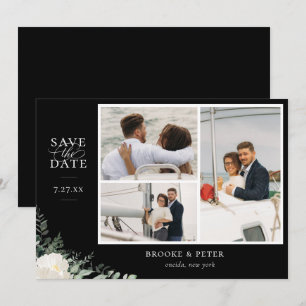 Save The Date Élégant Botanique Noir Plat Enregistrer La Date Ph