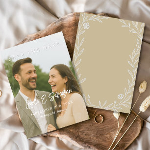 Save The Date Élégant Botanique Photo Script romantique