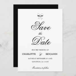 Save The Date Elegant Burgundy Script Cream Ivory Bow Wedding