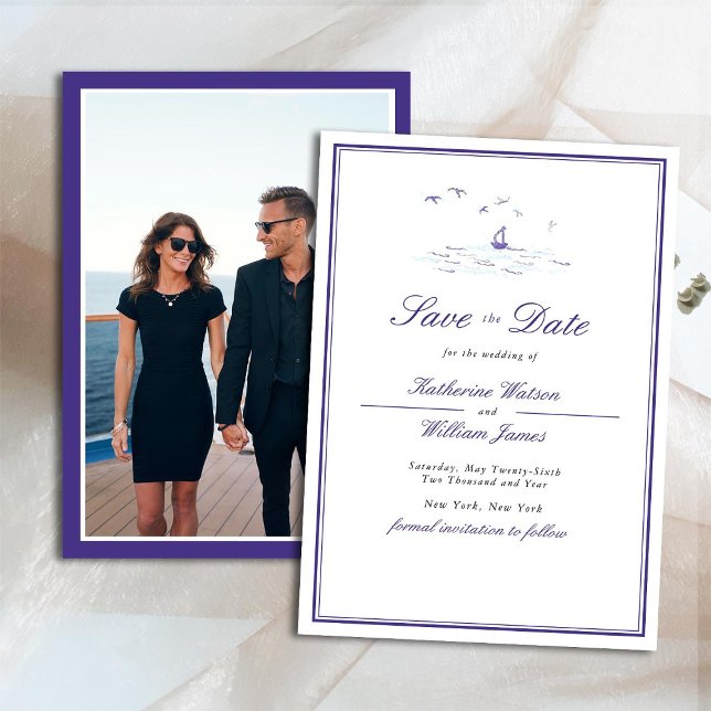 Save The Date Élégant cadre de la marine officielle Club de bate (Créateur téléchargé)
