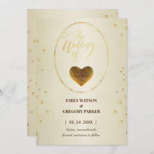 Save The Date Elégant cadre or diamants coeur enregistrer la dat