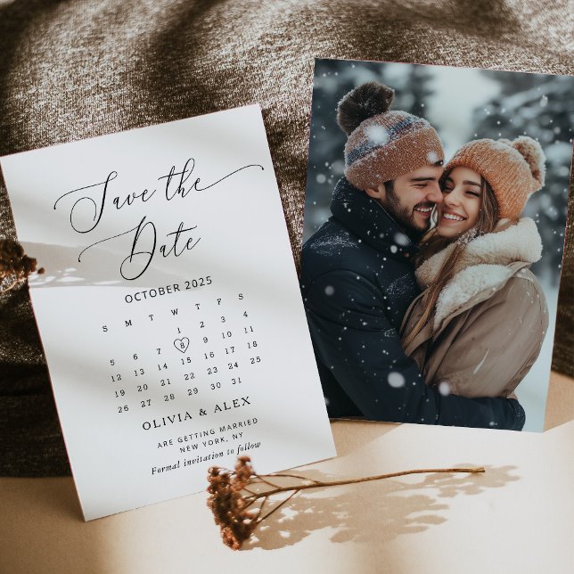Save The Date Élégant calendrier minimaliste Enregistrer la date (Créateur téléchargé)