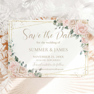 Save The Date Élégant Champagne Blush ivoire Floral Mariage