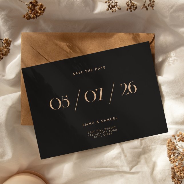 Save The Date Elégant Chic Black et Tan Wedding Enregistrer la d (Elegant Chic Black and Tan Wedding Save the Date)