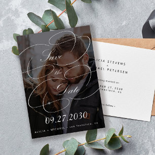 Save The Date Élégant chic calligraphie script photo mariage