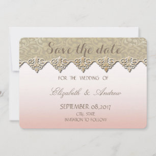 Save The Date Élégant Chic Damask Mariage Enregistrer la date
