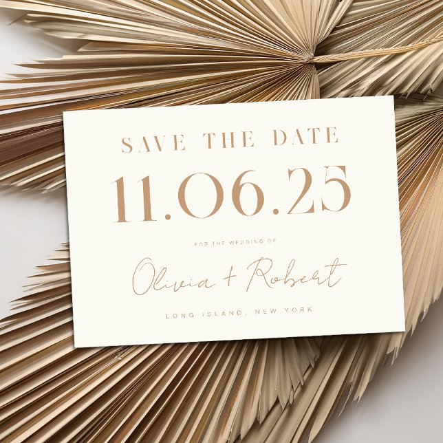 Save The Date Élégant Chic Ivory Tan Mariage Date Enregistrer La (Créateur téléchargé)