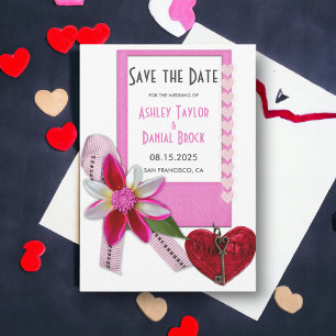 Save The Date Élégant Chic Rose Flourdissant Formal Romantique M