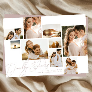 Save The Date Élégant Classic Collage Sage Green Multi Photo