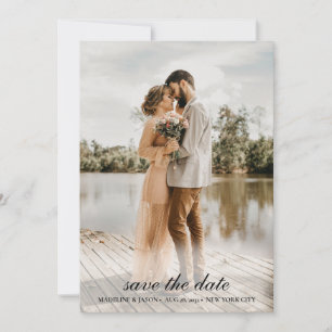 Save The Date Elegant Classic Script Photo Enregistrer la date