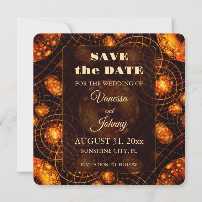 Save The Date Élégant Classique Boho Moderne Or #901 Mariage (Devant)
