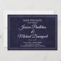 Élégant Classique Date de Mariage Enregistrer Bleu
