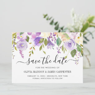 Save The Date Élégant classique Dusty violet violet Mariage flor