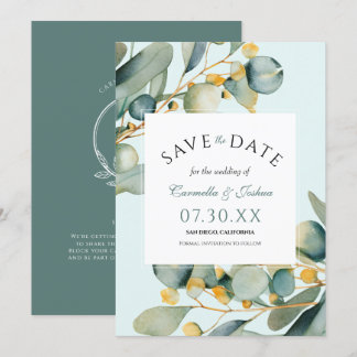 Save The Date Elégant classique Eucalyptus Boho Mariage