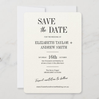 Save The Date Élégant classique mariage noir&blanc enregistrer l