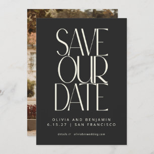 Save The Date Elégant Classy Noir Simple Moderne Photo tendance