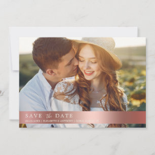 Save The Date Elégant code QR Rose Gold Botanical Photo Mariage
