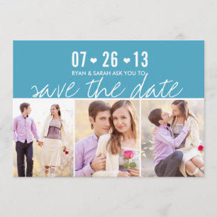 Save The Date Elégant Coeur Bleu Sauvons les Dates avec photos