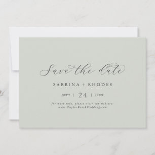 Save The Date Elégant coordonnées florales blanches   Sage Green