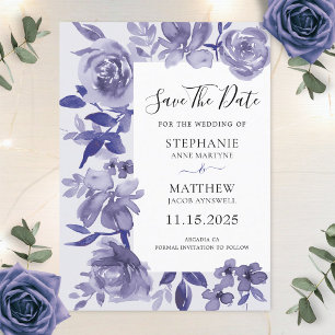 Save The Date Elégant couleur violet nuances Mariage botanique