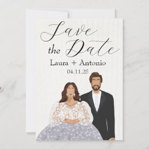 Save The Date Élégant couple espagnol illustré