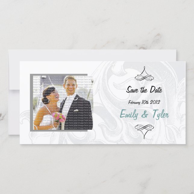 Save The Date Élégant défiler mariage Enregistrer la date Photoc (Devant)