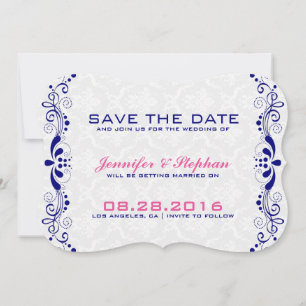 Save The Date Élégant dentelle de couleur bleu-Royal