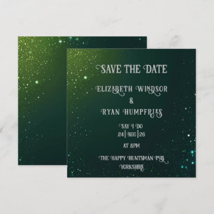 Save The Date Elégant design vert étincelant pour Mariage