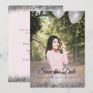 Save The Date Élégant Éclat Pink Quinceañera Enregistrer La Date