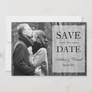 Save The Date Élégant Enregistrer La Date Superposer Photo Noir 