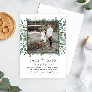 Save The Date Elégant Eucalyptus Mariage Photo