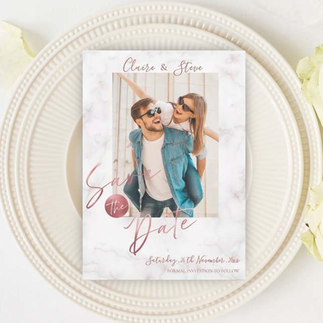 Save The Date Elégant Faux Rose Gold Photo Wedding Enregistrer L (Créateur téléchargé)