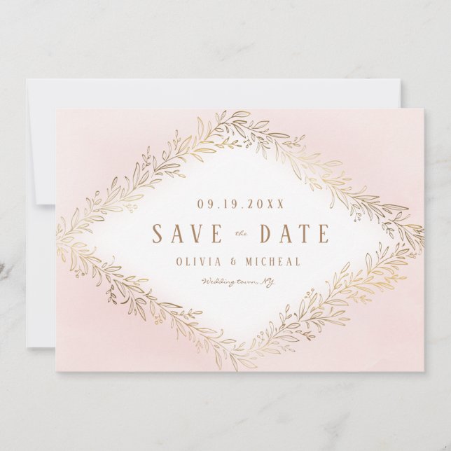 Save The Date Élégant feuillage botanique d'or roux enregistrer  (Devant)