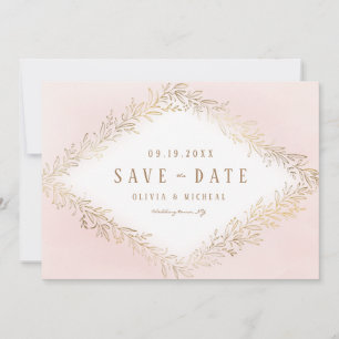 Save The Date Élégant feuillage botanique d'or roux enregistrer 