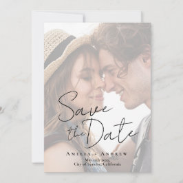 Save The Date Élégant Fiançailles de script de script de photo