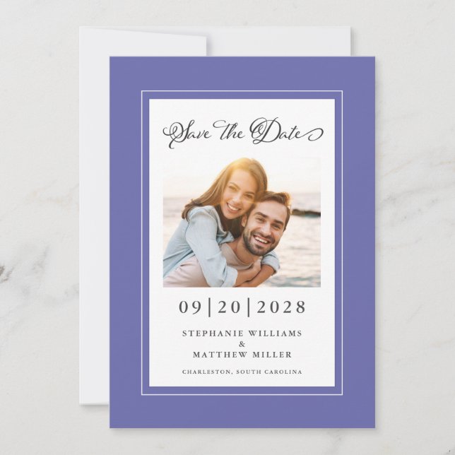 Save The Date Elégant Fiançailles photo Mariage tendance (Devant)