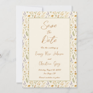 Save The Date Elégant Fleur sauvage aquarelle Floral Photo Maria