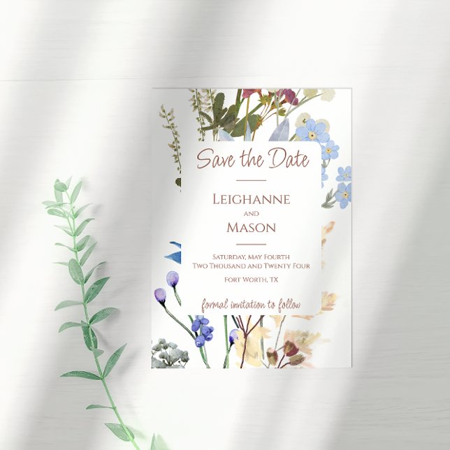 Save The Date Elégant Fleur sauvage d'aquarelle Enregistrer la d (Créateur téléchargé)