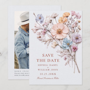 Save The Date Elégant Fleur sauvage d'aquarelle Meadow