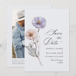 Save The Date Elégant Fleur sauvage d'aquarelle Meadow