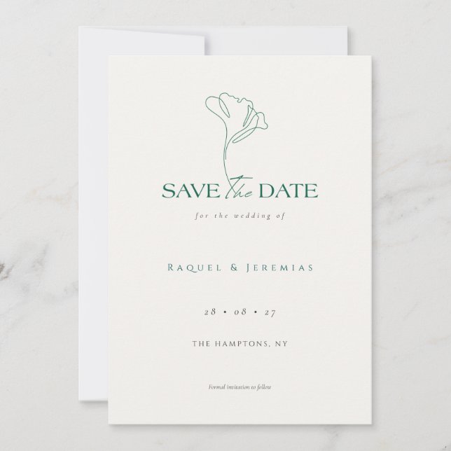 Save The Date Elegant Floral Monogram Emerald Wedding  (Devant)