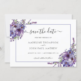 Save The Date Élégant Floral Purple Lavender Peonies Mariage