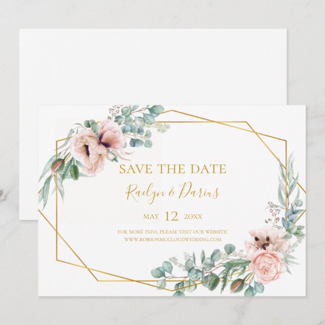 Save The Date Élégant flou | Enregistrement horizontal de la dat (Devant / Derrière)