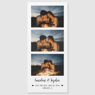 Save the Date Elegant Foto Booth Strip 3 Fotos Magnetkarte