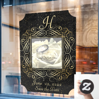 Save the Date Elegant Gold Foil Dots Schaubild 2 Fensteraufkleber